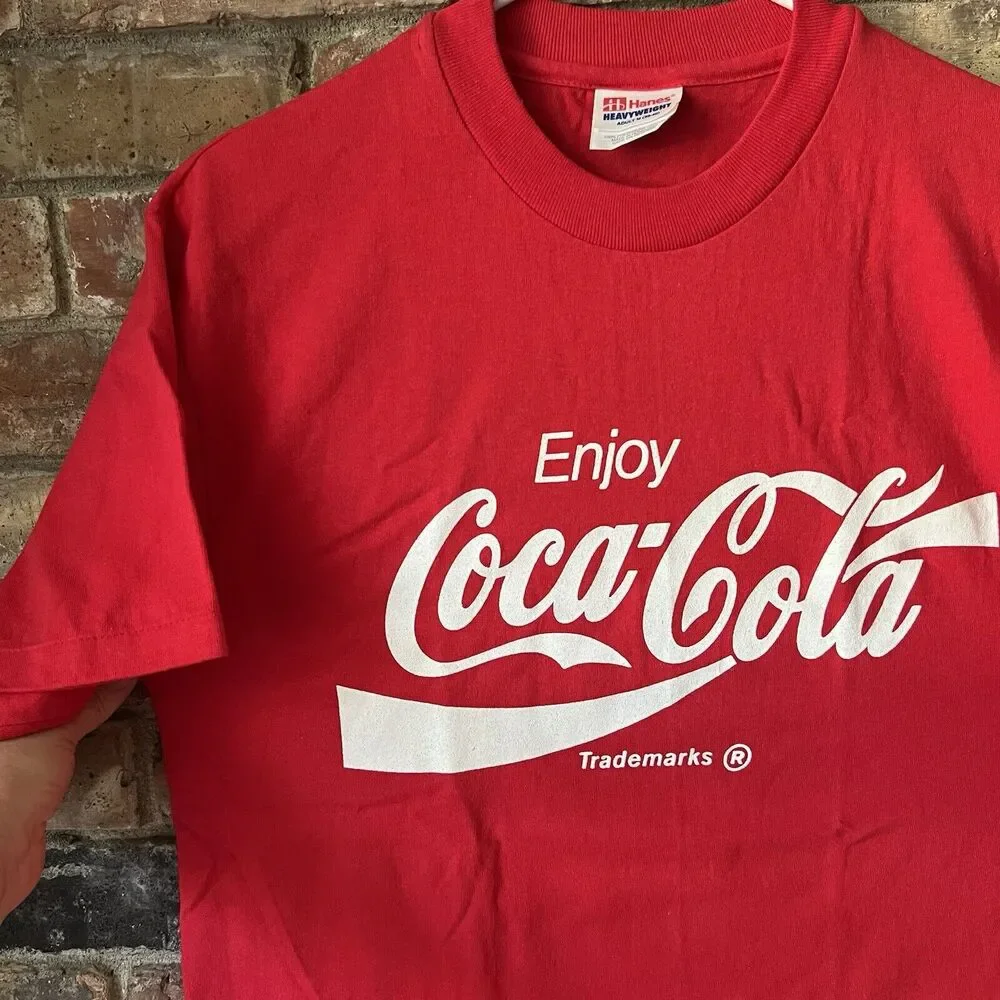Vintage Coca Cola Shirt Medium Made in USA 90's Single Stitch Hanes Heavy Weight